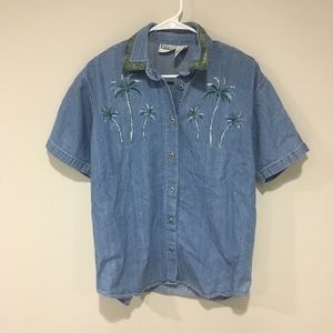 Vintage Denim Tree Design Shirt Size M